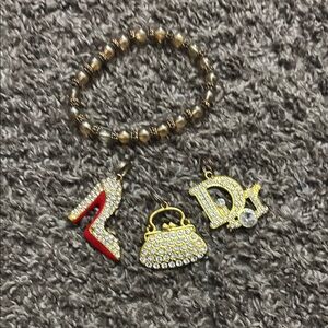 Gold and Red Charm Bracelet set